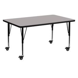 Emma + Oliver - Mobile 30x60 Rectangle HP Laminate Preschool Activity Table - Gray