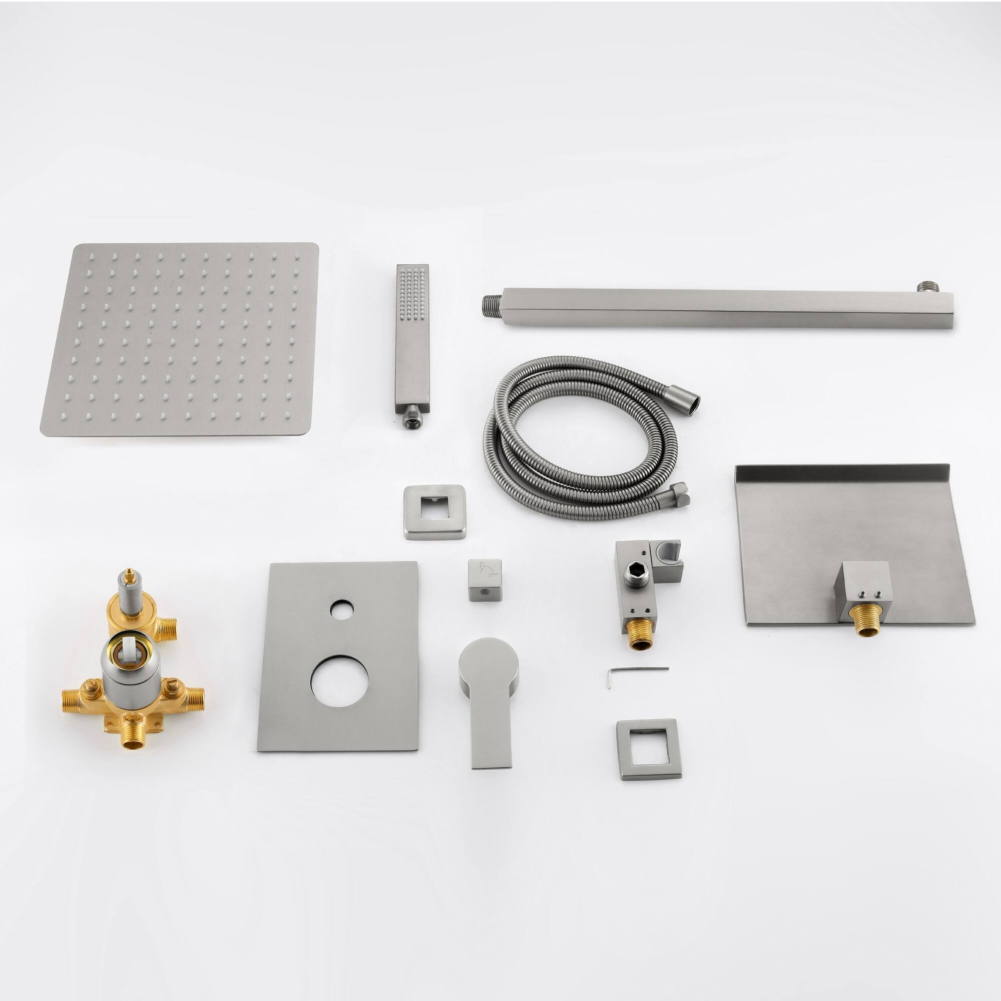 Alt View 10. Boyel Living - Brushed Nickel 10-Inch Rain Shower System Brass SUS304 3-Function Valve Waterfall Spout cUPC - Brushed Nickel.