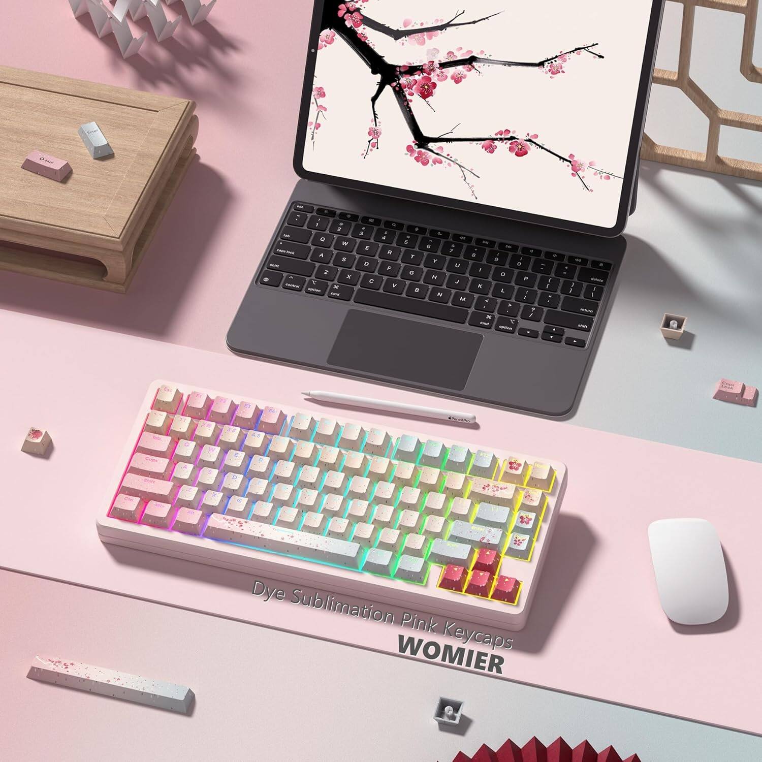 Dye Sublimation Pink Keycaps  
WOMIER