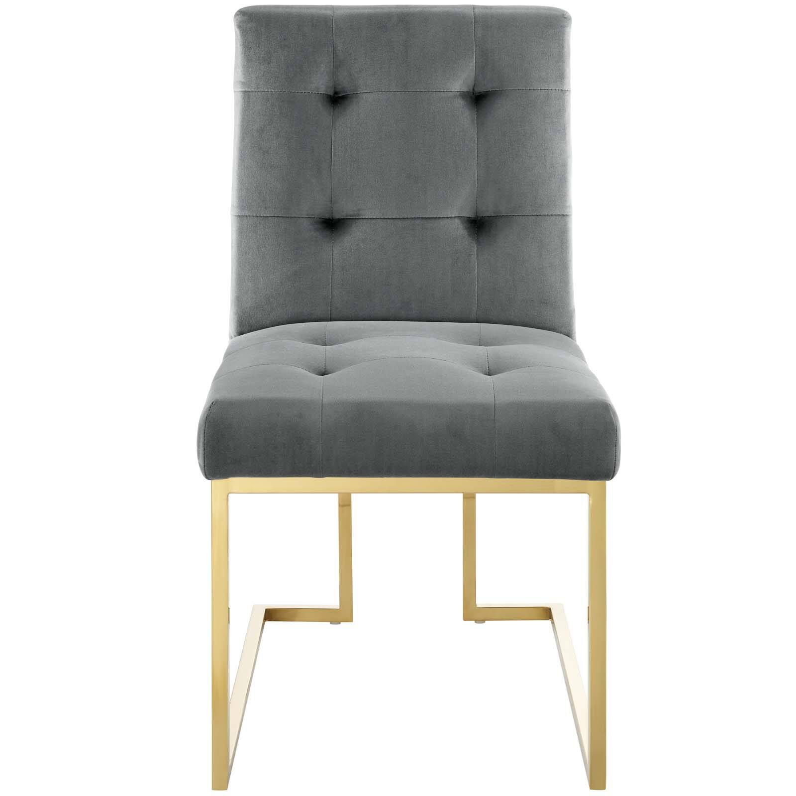 Alt View 2. Modway - Privy Gold Stainless Steel Performance Velvet Dining Chair by Modway - Gold Charcoal.