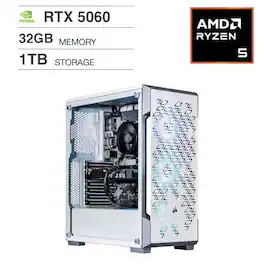 Velztorm - Fultix Desktop PC (AMD Ryzen 5 5500, 32GB DDR4 RAM, 1TB PCIe SSD, Win 11 Pro) - White