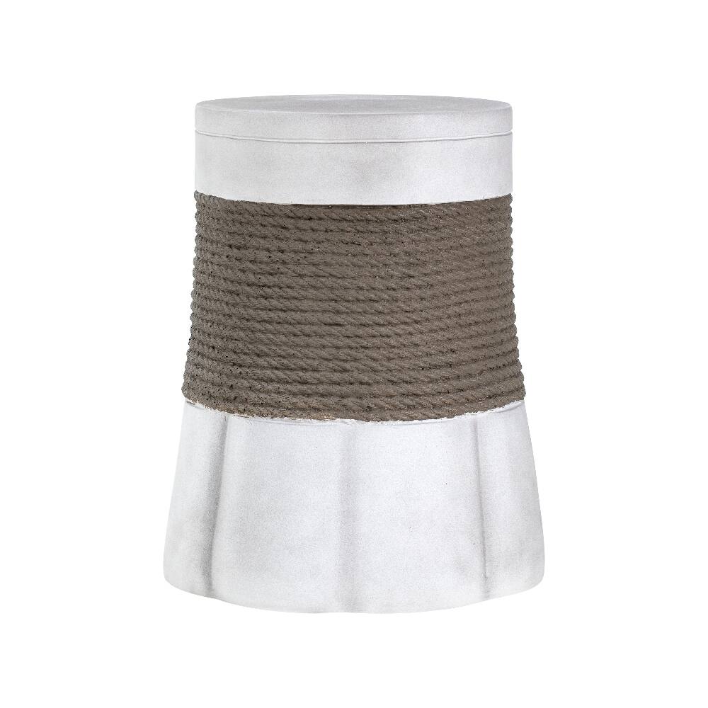 Alt View 6. Loheer - Loheer MGO Side Table Outdoor End Table Retro Woven Rope Fan-Base Accent Table Light Gray Brown - Light Gray, Brown.