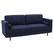 Angle. CorLiving - Mulberry 3-Seat Fabric Upholstered Modern Sofa - Navy Blue.