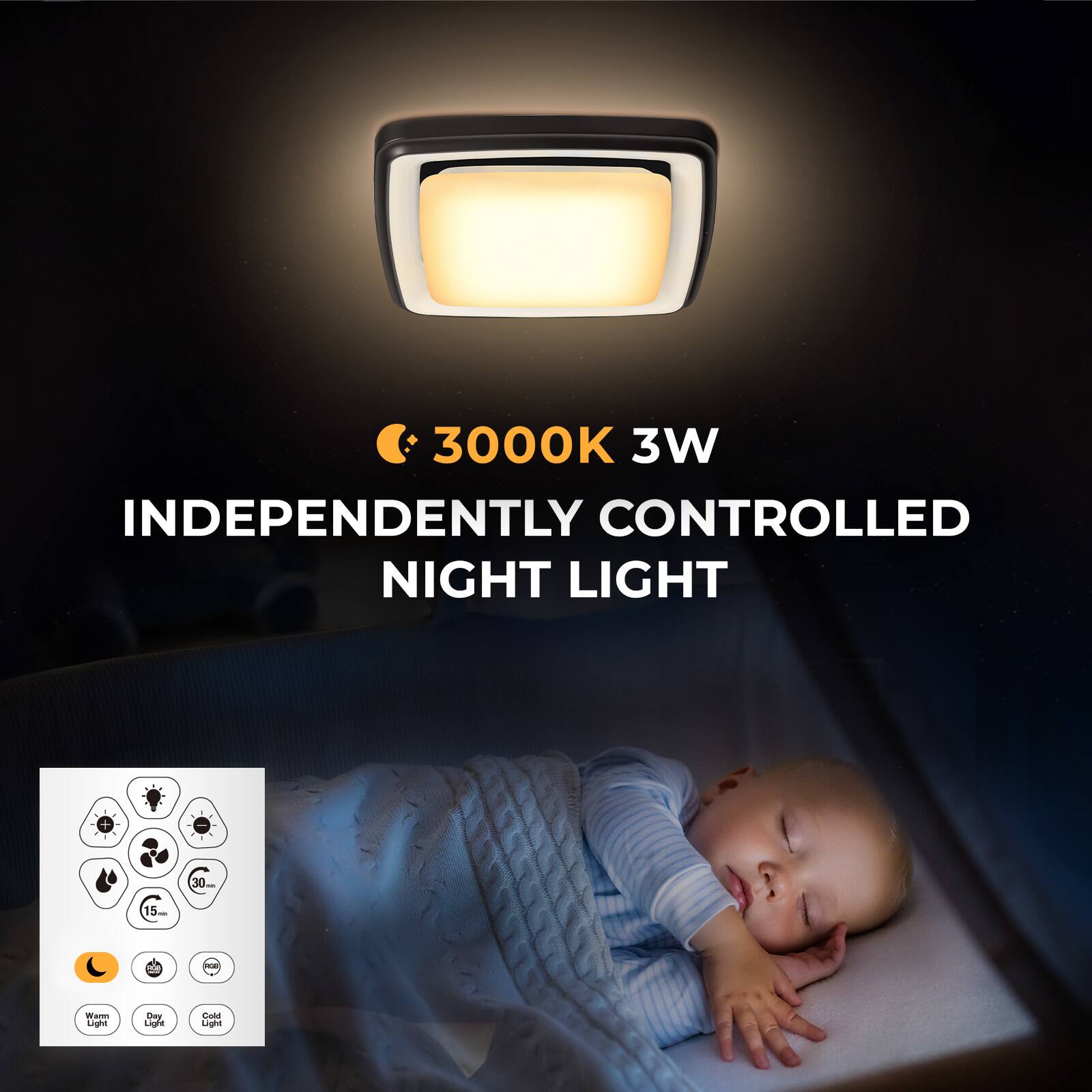 3000K 3W  
INDEPENDENTLY CONTROLLED NIGHT LIGHT