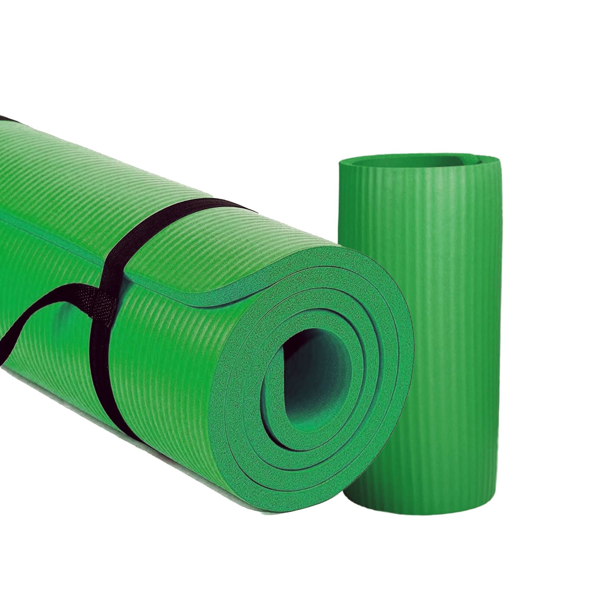 Alt View 7. BalanceFrom Fitness - BalanceFrom Fitness 1" Extra Thick Yoga Mat w/Knee Pad and Carrying Strap, Green - Green.