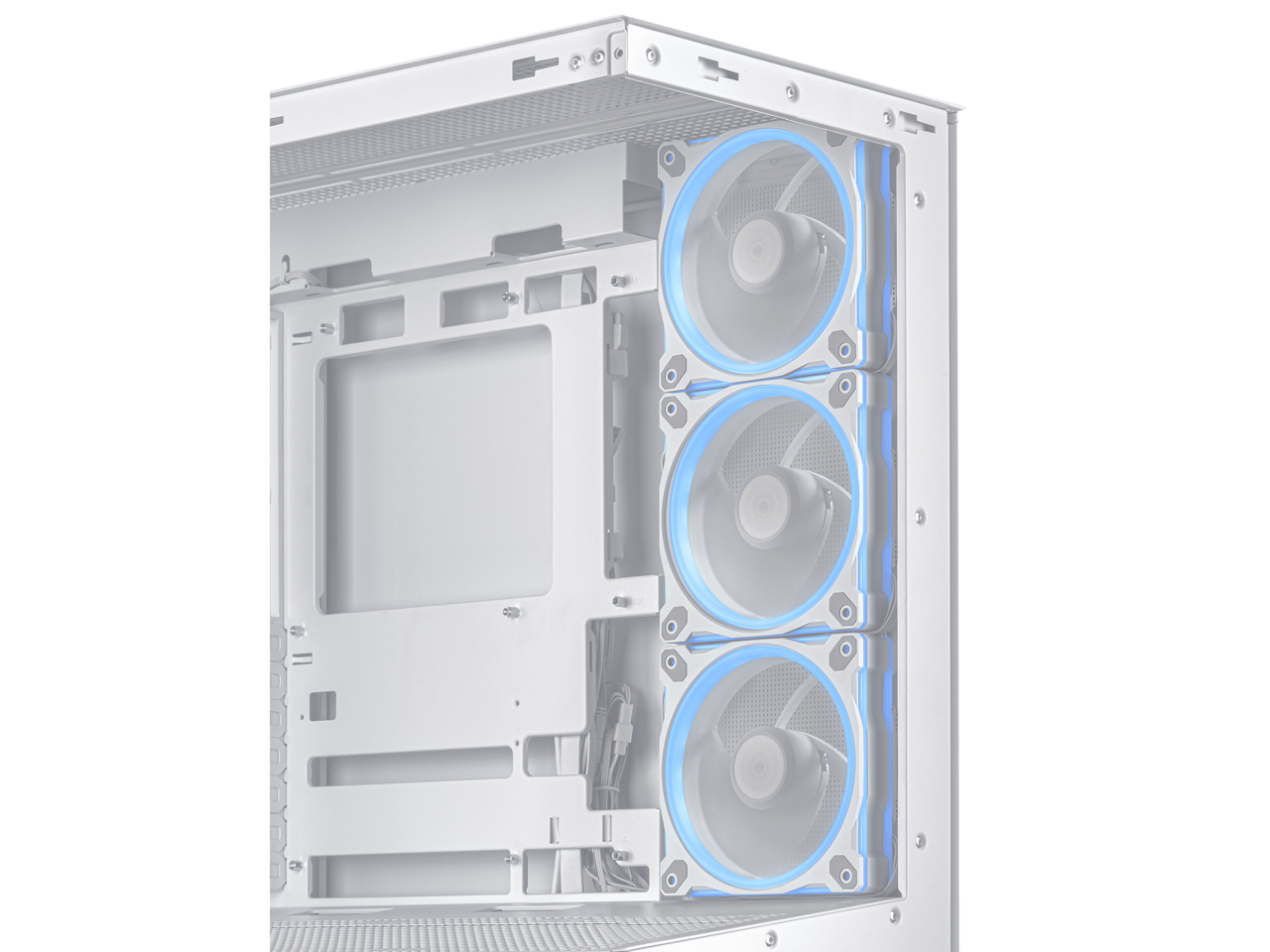 Alt View 4. ASUS - ASUS A31 PLUS ATX Case with panoramic glass, 360mm radiators, 380mm GPU, 4 ARGB fans, hidden BTF connectors - White.