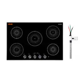 VEVOR - Induction Cooktop 30in 5 Burners Built-in Electric Stove 220V 9200W, Low-Power Continuous Heating, Induction Burner - Black
