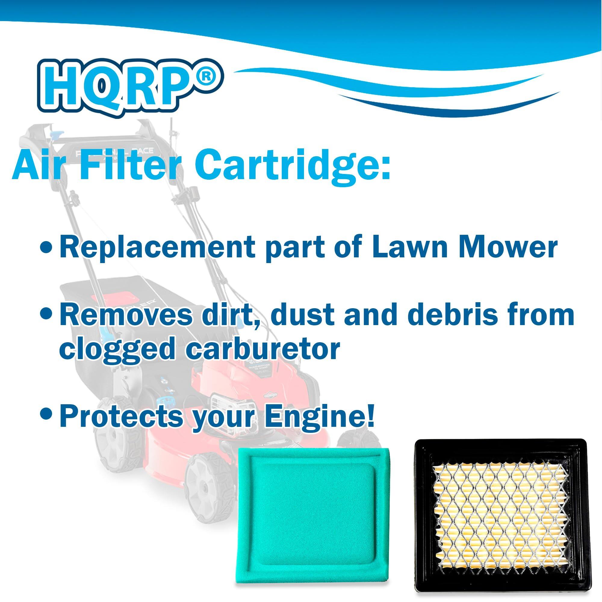 HQRP® Air Filter Cartridge:  
- Replacement part of Lawn Mower  
- Removes dirt, dust and debris from clogged carburetor  
- Protects your Engine!