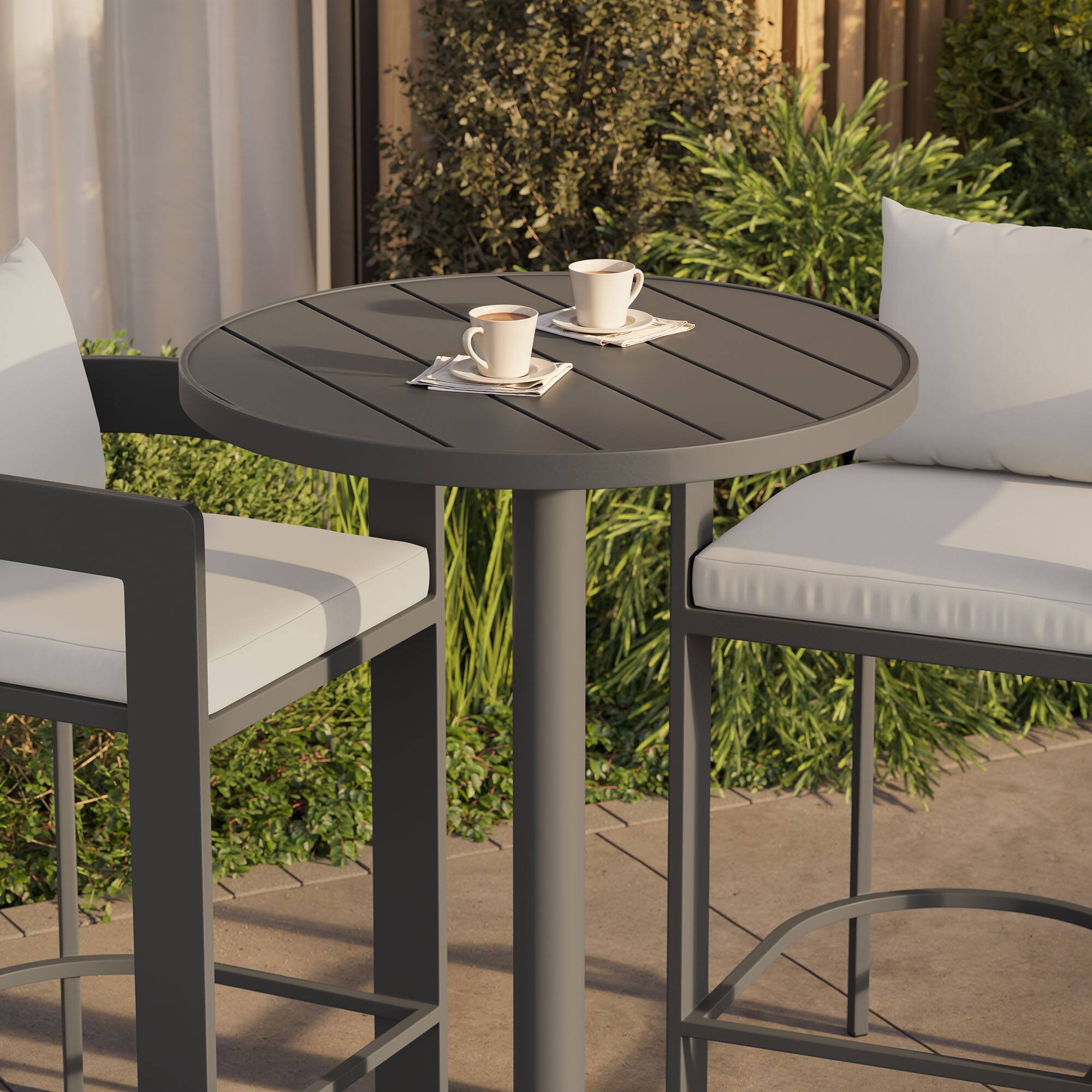 Alt View 3. Modway - Tahoe 3-Piece Outdoor Patio Aluminum Bar Set - White.