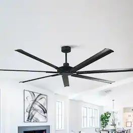 Parrot Uncle - 120-inch Industrial Extra Large Commercial HVLS LED Ceiling Fan with 8 Aluminum Blades and Remote Control - Black