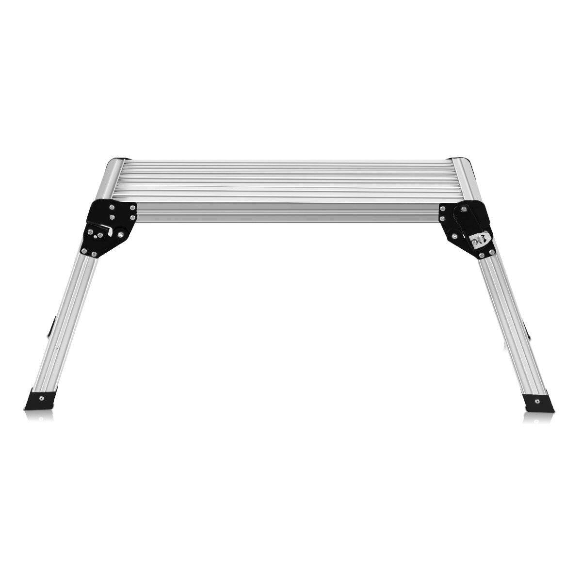 Alt View 8. Costway - Costway HD EN131 Aluminum Platform Drywall Step Up Folding Work Bench Stool Ladder - Silver.