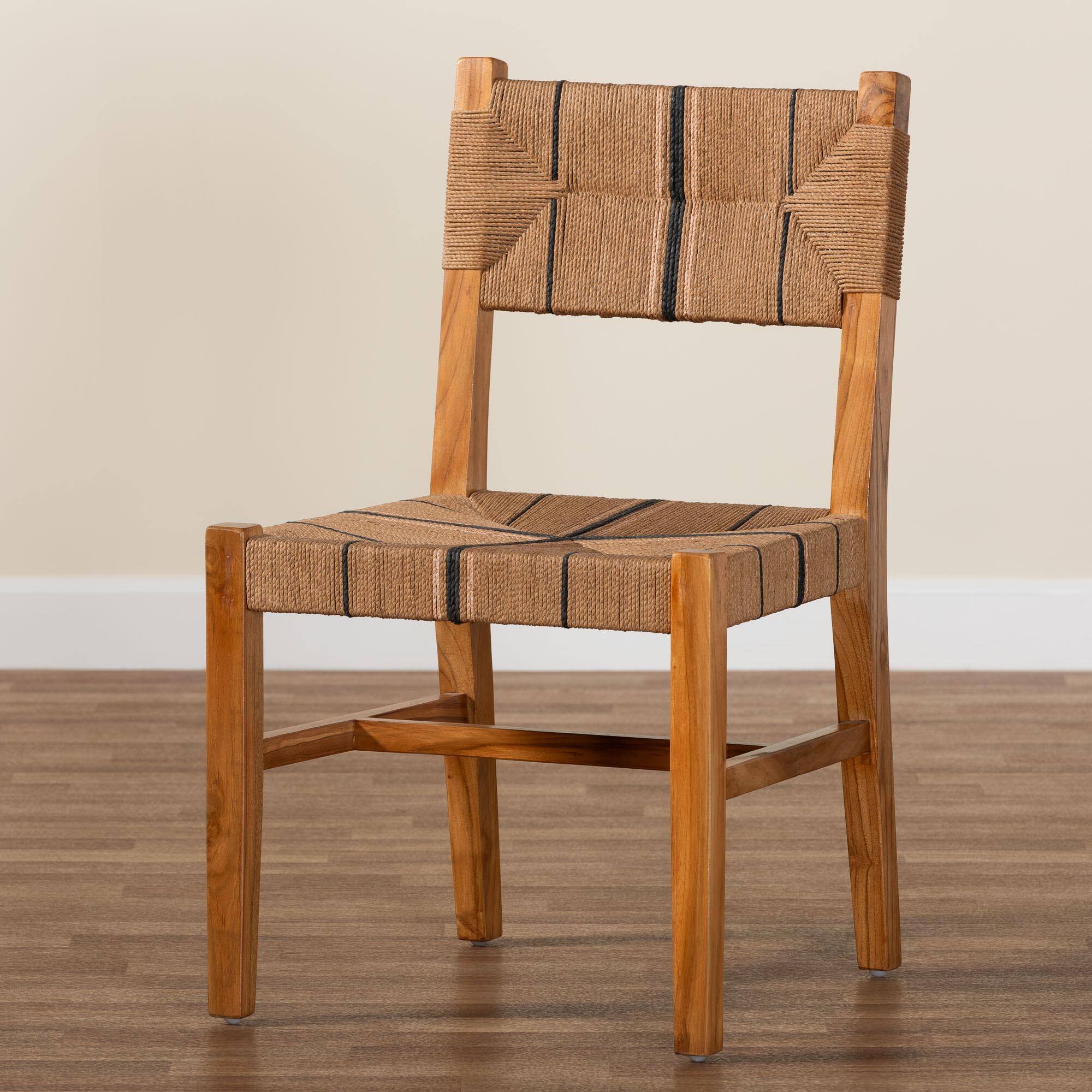 Alt View 5. bali & pari - Prita Bohemian Paper Loom and Natural Mahogany Wood Dining Chair - Brown/Natural Brown.