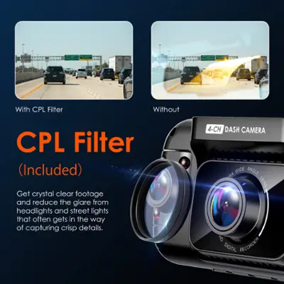 Rexing - R4 4 Channel Dash Cam W/ All Around 1080p Resolution, Wi-Fi, and GPS - Black
