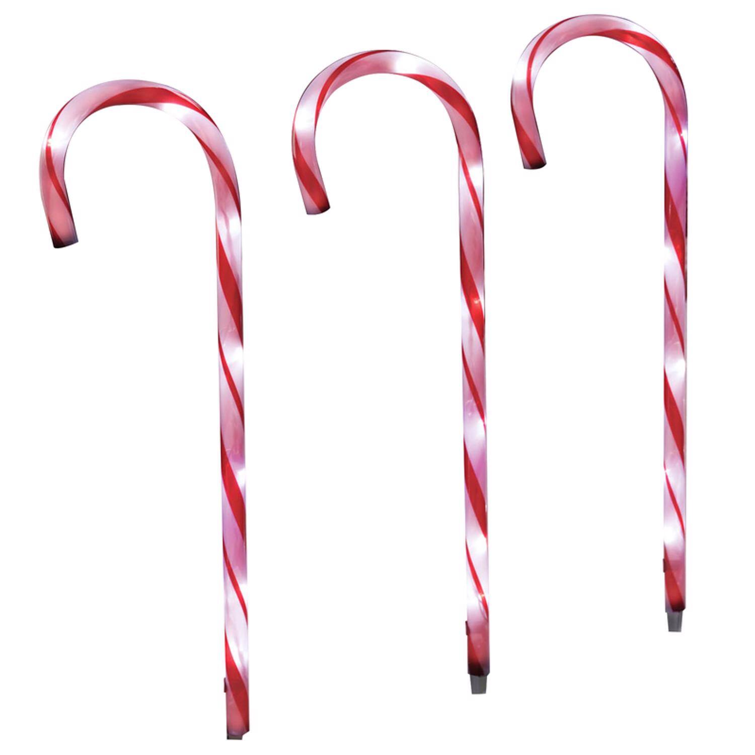 Front. Celebrations - Celebrations Clear Candy Cane 27 in. Pathway Decor (Case of 12) - Red|White.