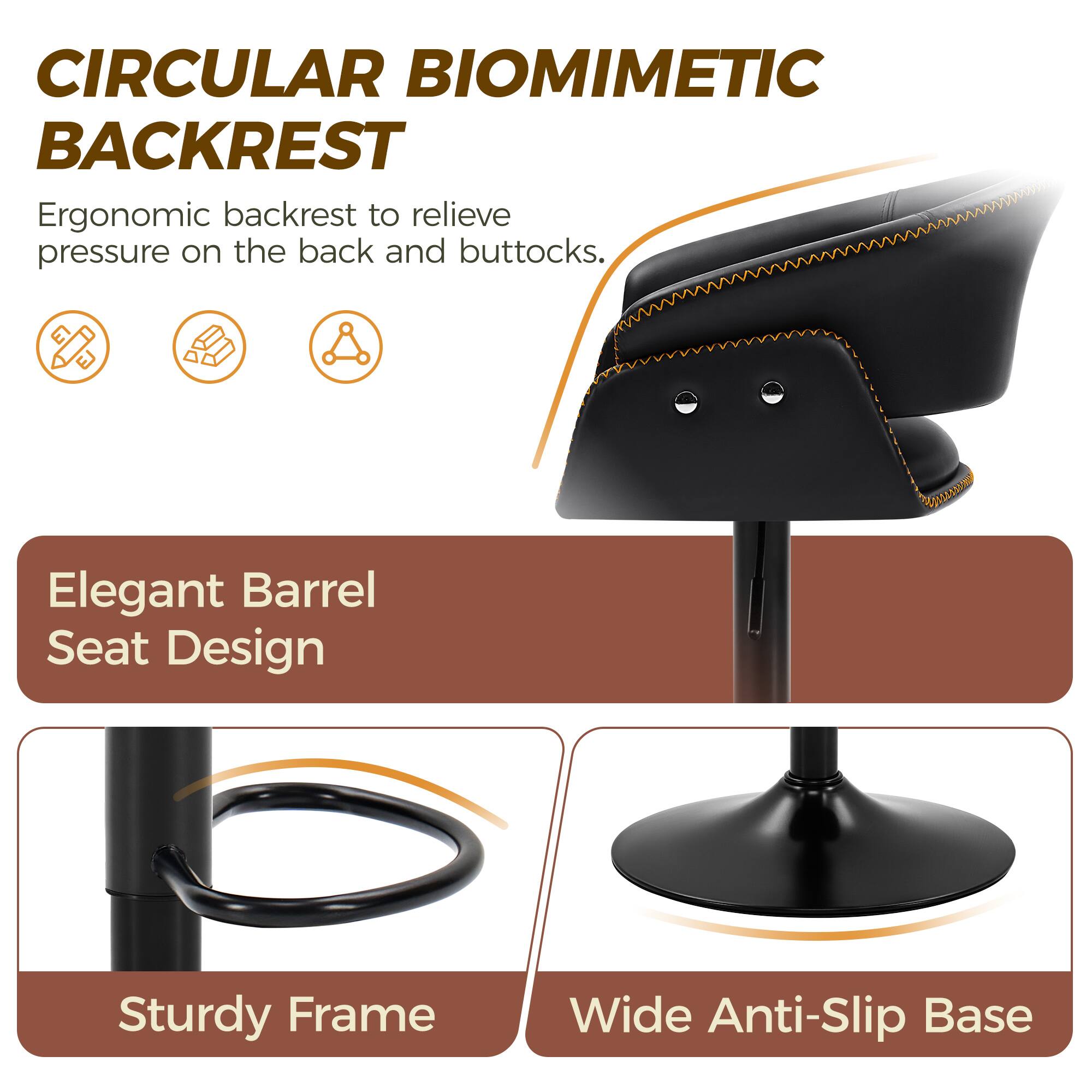 CIRCULAR BIOMIMETIC BACKREST

Ergonomic backrest to relieve pressure on the back and buttocks.

Elegant Barrel Seat Design

Sturdy Frame

Wide Anti-Slip Base