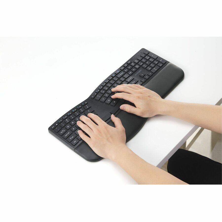 Alt View 5. Kensington - Kensington Pro Fit™ Ergo KB680 EQ Rechargeable Keyboard - Wireless Connectivity - Bluetooth/RF - Full-size - 5.4 - Black.