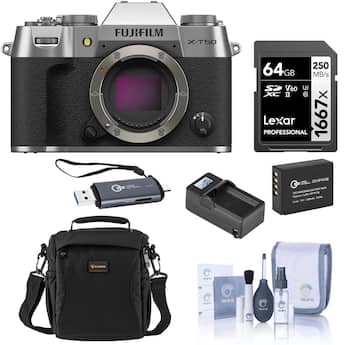 Bundle Fujifilm X T50 Mirrorless Camera Silver, with Memory Card Bundle Fujifilm X T50 Mirrorless Camera Silver, with Memory Card