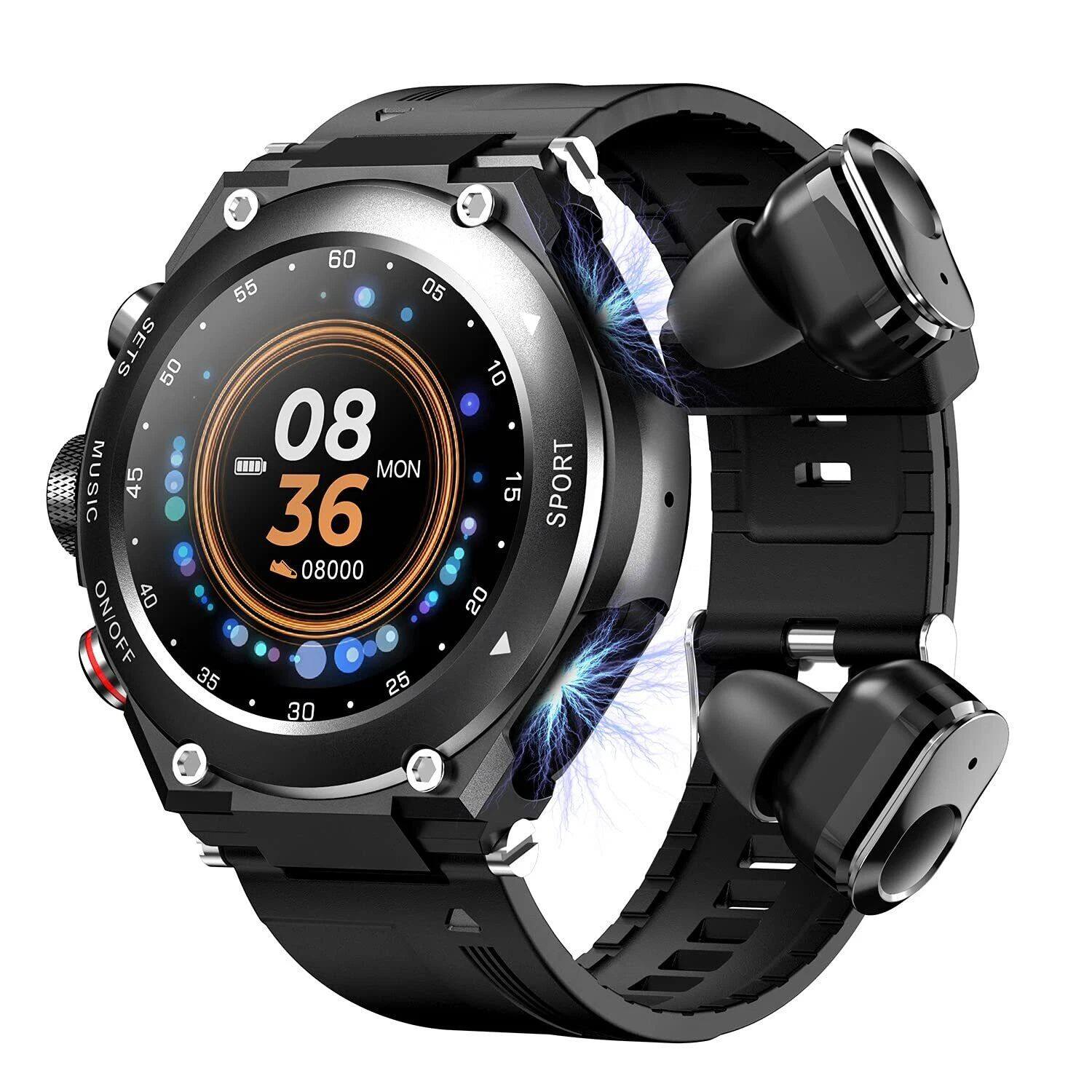 Stock Preferred - T92 3-in-1 Smart Watch with TWS Bluetooth 5.0 Earbuds & Speaker - Black - (2023)