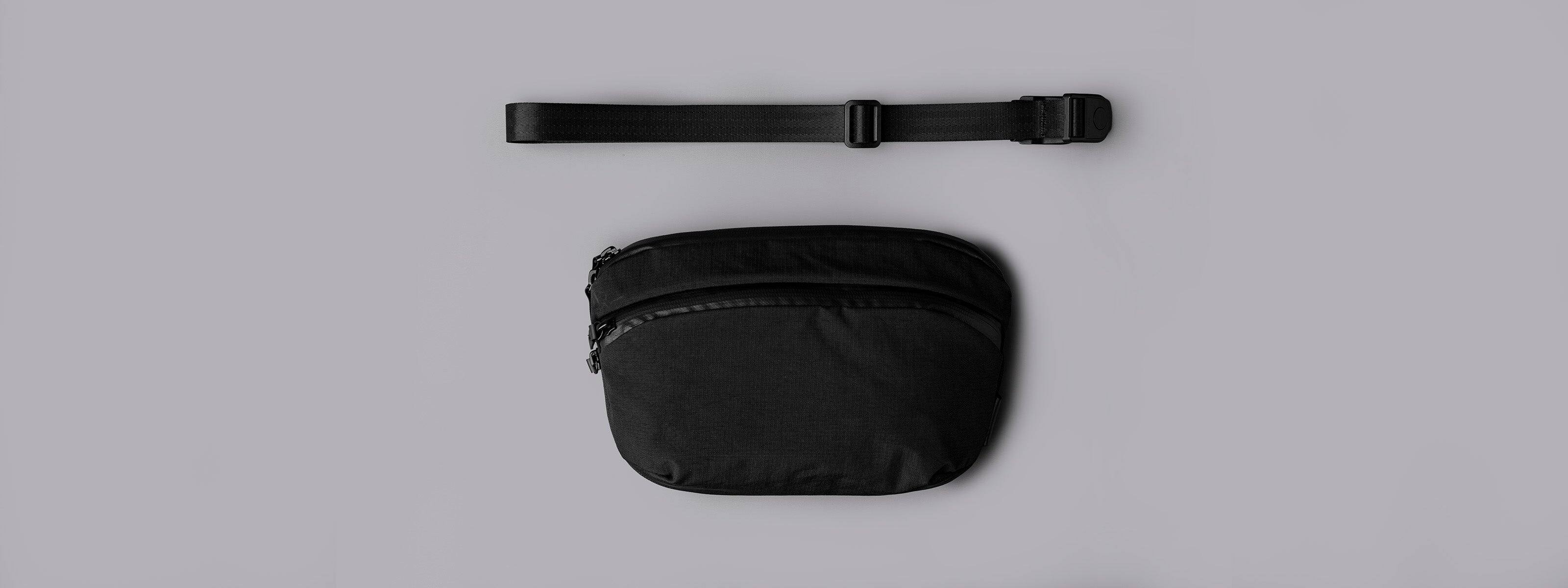 Alt View 9. ALPAKA - Flight Sling Pro 2.5L Sling Bag Crossbody Bag for Men, Bottle/Umbrella Sleeve, Fits 8.3" Tablet, YKK AquaGuard - Black Axoflux 400D Ripstop Nylon.