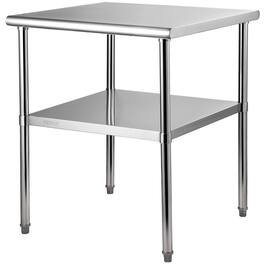 VEVOR - Stainless Steel Prep Table,30 x 30 x 36 Inch, 800lbs Load Capacity Heavy Duty Metal Worktable with Adjustable Undershelf - Silver
