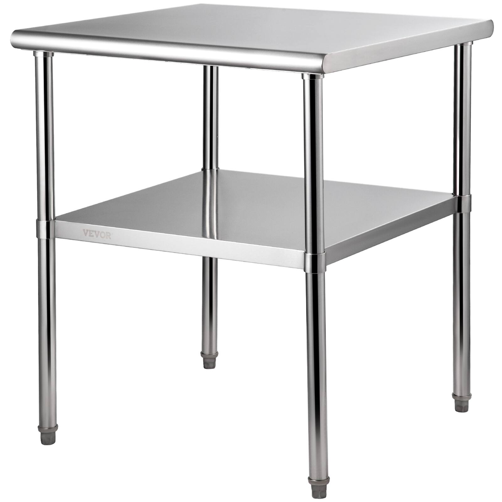 VEVOR - Stainless Steel Prep Table,30 x 30 x 36 Inch, 800lbs Load Capacity Heavy Duty Metal Worktable with Adjustable Undershelf - Silver