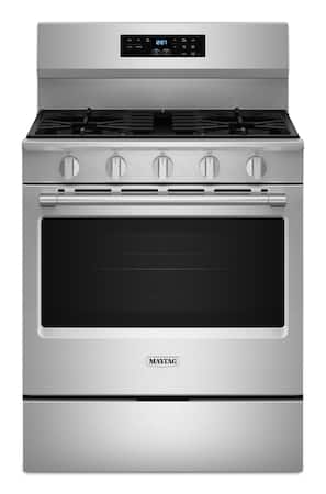 Maytag - 30 in. Wide 5 burners 5.0 cu. ft. Freestanding Gas Range With No Preheat Air Fry and Air Baking - Stainless Steel