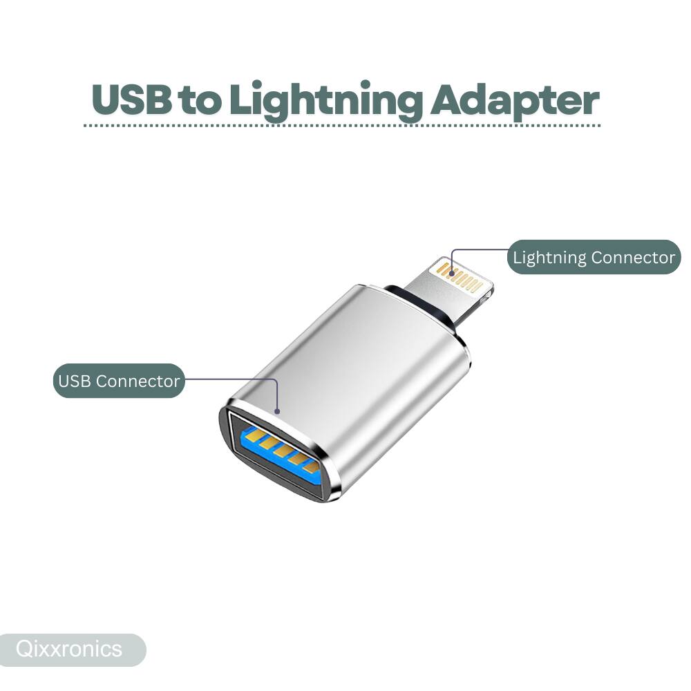 USB to Lightning Adapter  
Lightning Connector  
USB Connector  
Qixxronics
