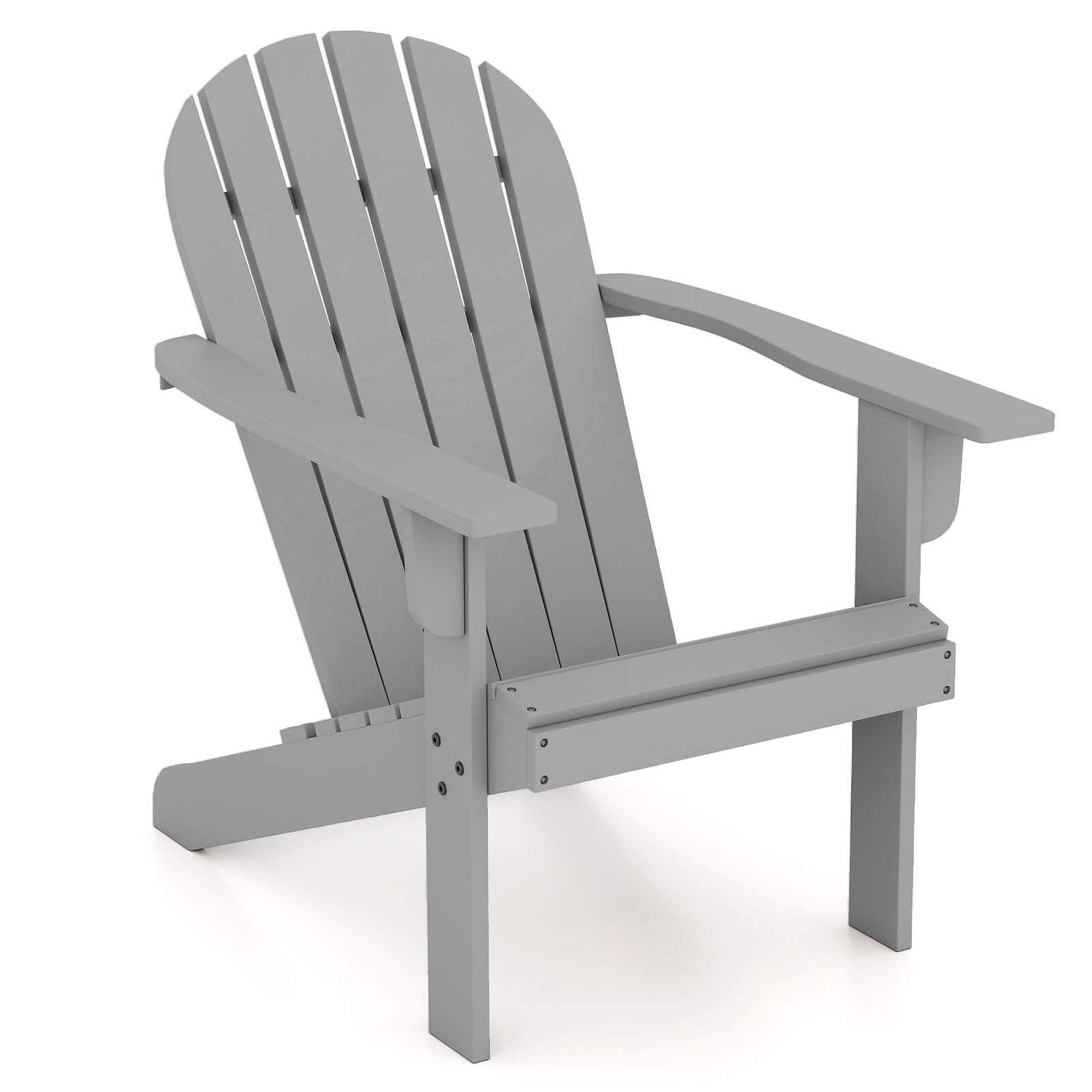 Front. Costway - Patio Adirondack Chair with Inclined Seat High Backrest & Wide Armrests - Gray.
