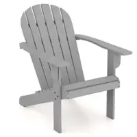 Costway Patio Adirondack Chair with Inclined Seat High Backrest & Wide Armrests - Gray - Front_Zoom