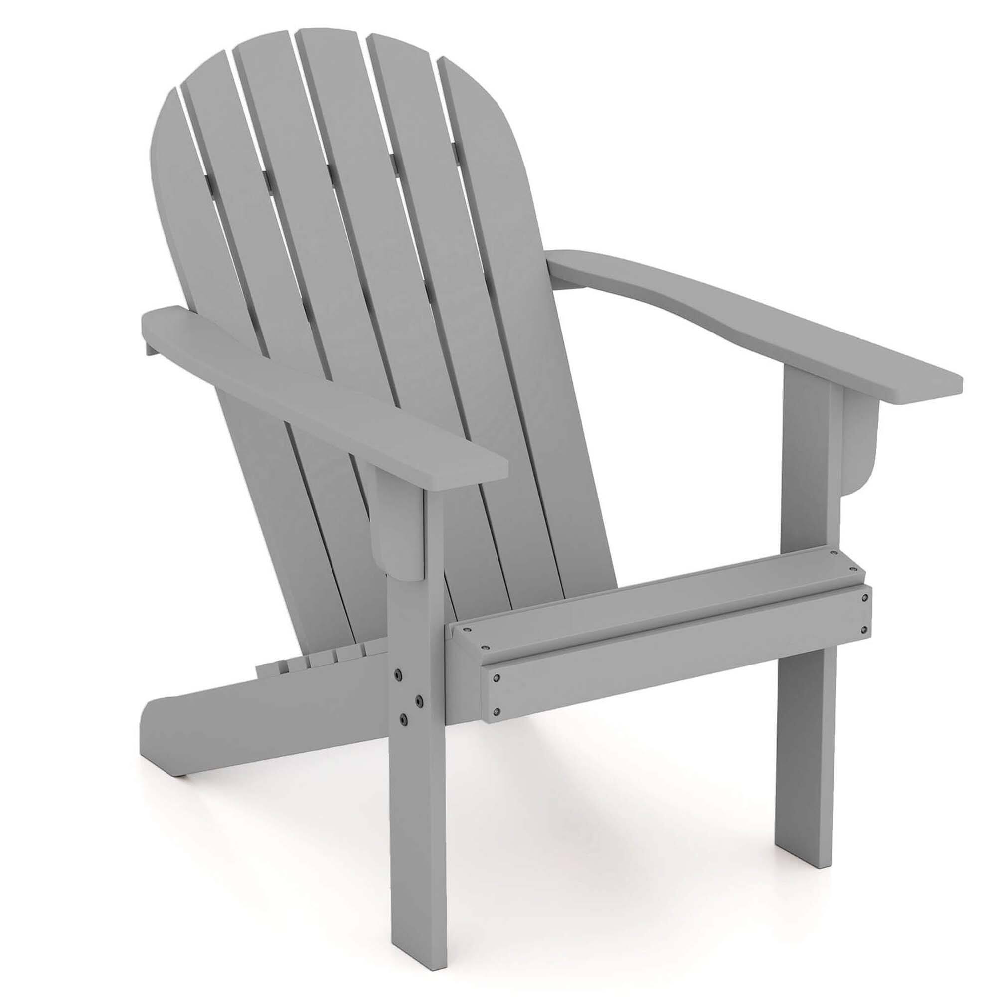 Front. Costway - Patio Adirondack Chair with Inclined Seat High Backrest & Wide Armrests - Gray.