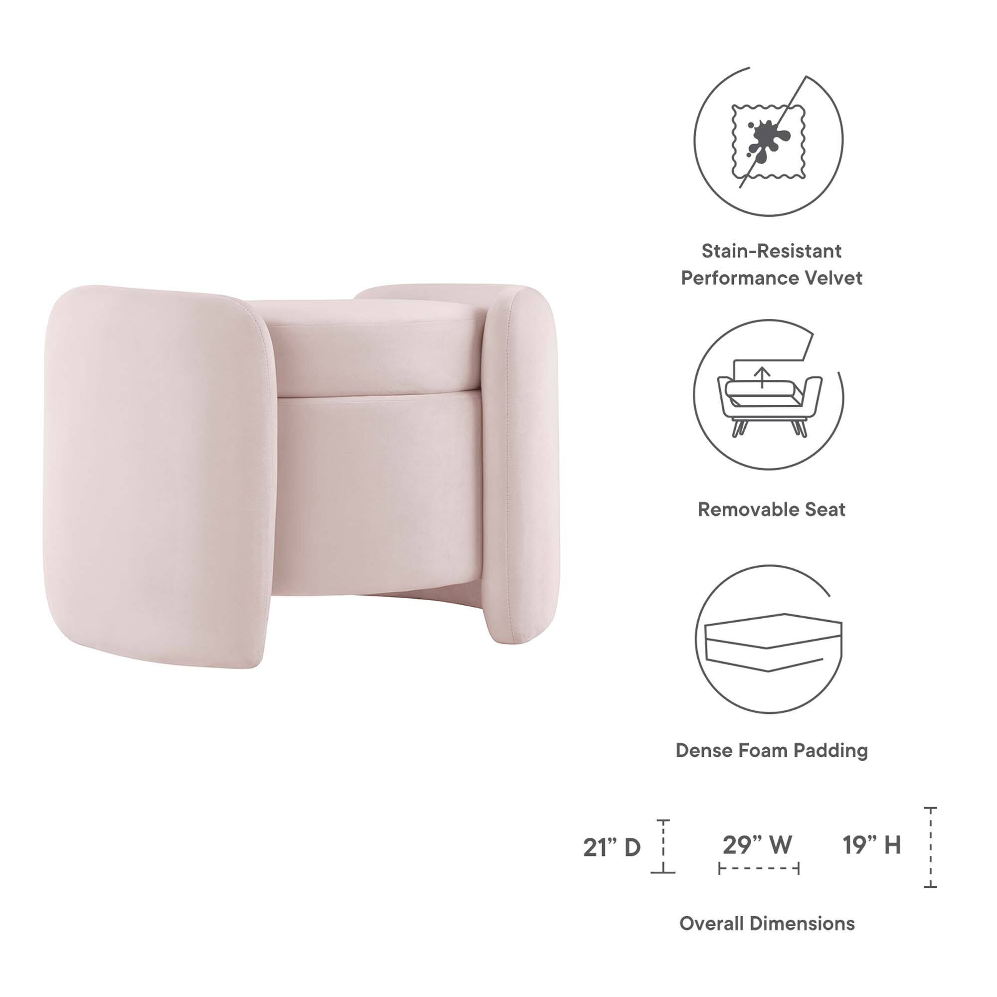 Stain-Resistant Performance Velvet  
Removable Seat  
Dense Foam Padding  

Overall Dimensions:  
21" D x 29" W x 19" H
