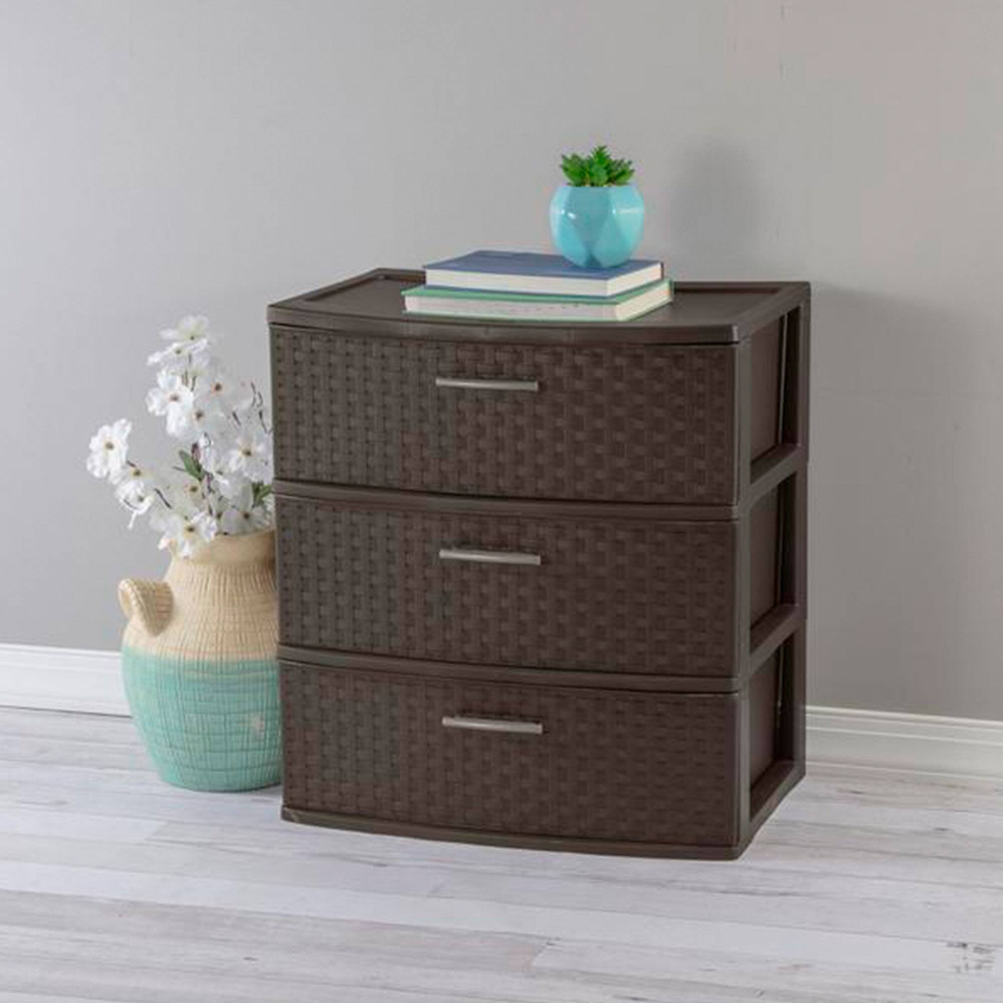Alt View 10. Sterilite - Sterilite 3 Drawer Wide Weave Storage Tower, Plastic Organizer Drawers, Brown.