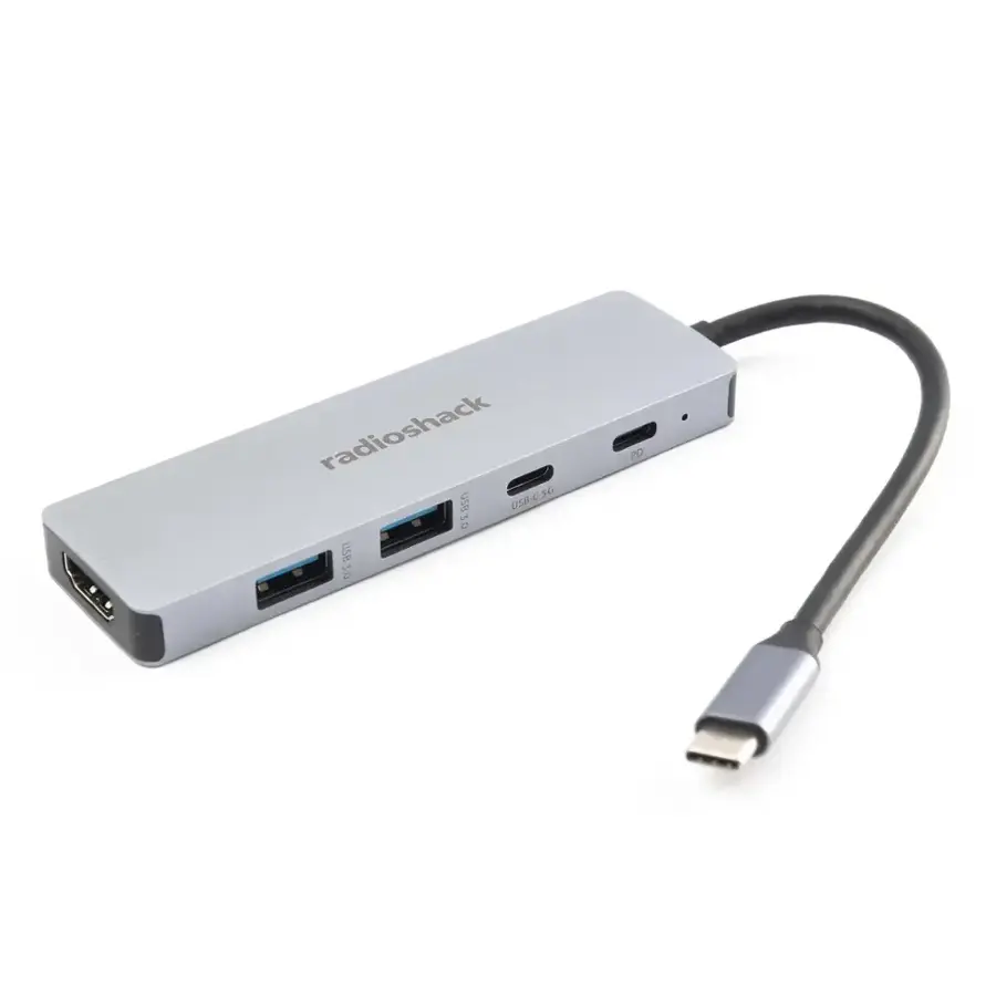 RadioShack 5 Port Adapter with 2 Type C, 2 USB and HDMI Gray 2605172 ...