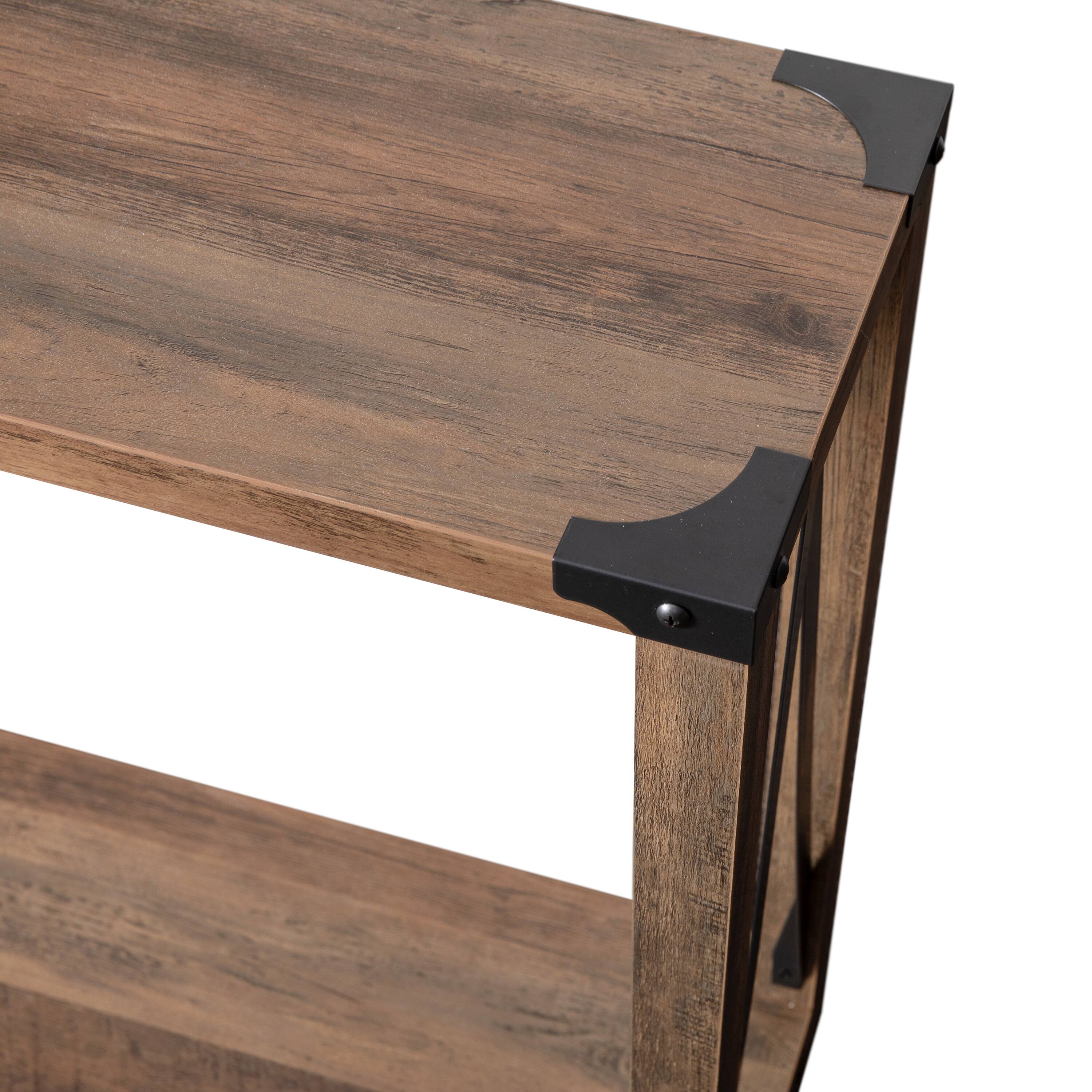 Alt View 9. Emma + Oliver - Marella Engineered Wood Modern Farmhouse Entryway Console Table with Metal Accents - Rustic Oak.
