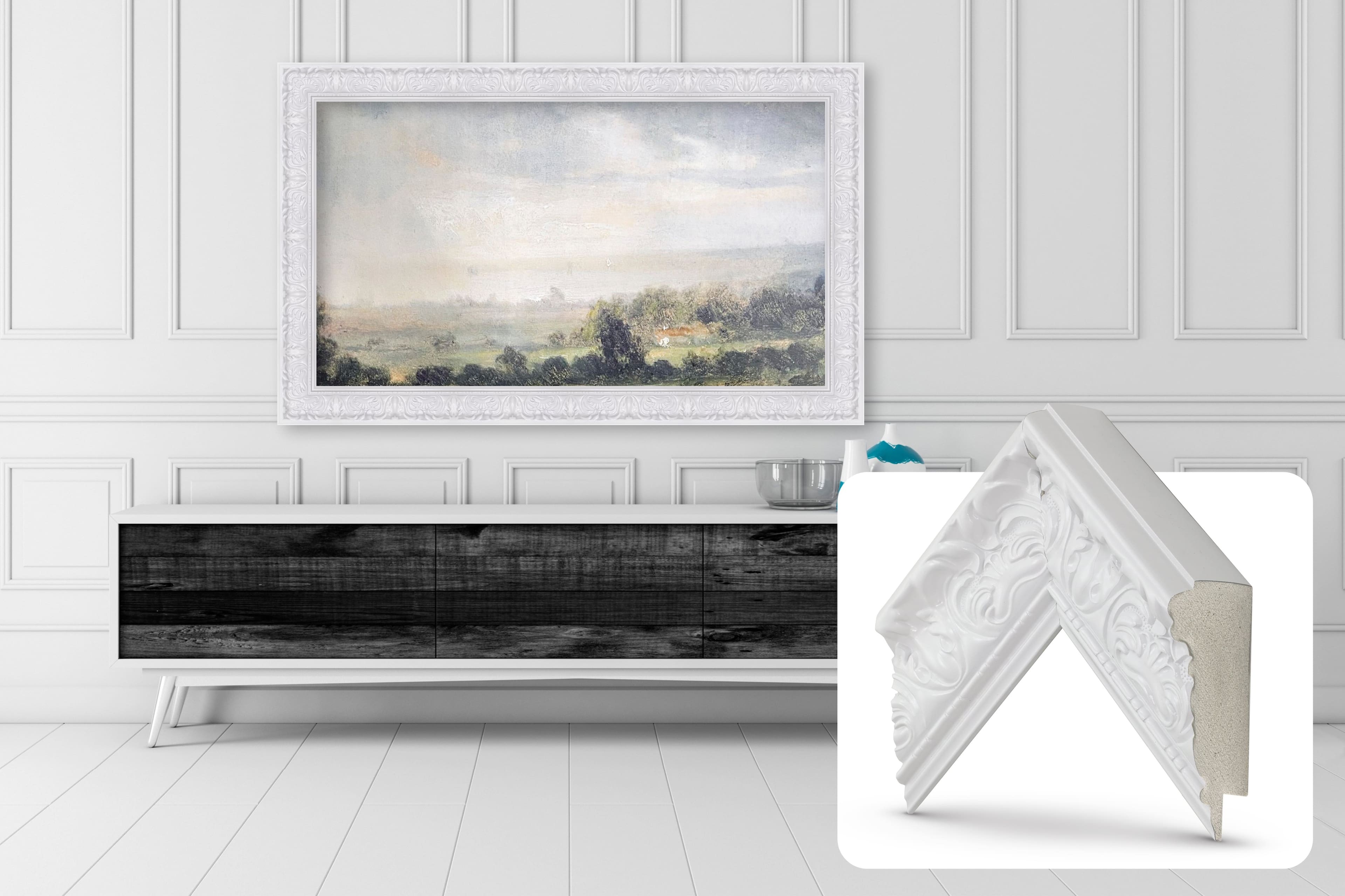 Deco TV Frames - Premiere Bezel for Samsung the Frame TV - 32" - Tuscan Gloss White - Front_Zoom