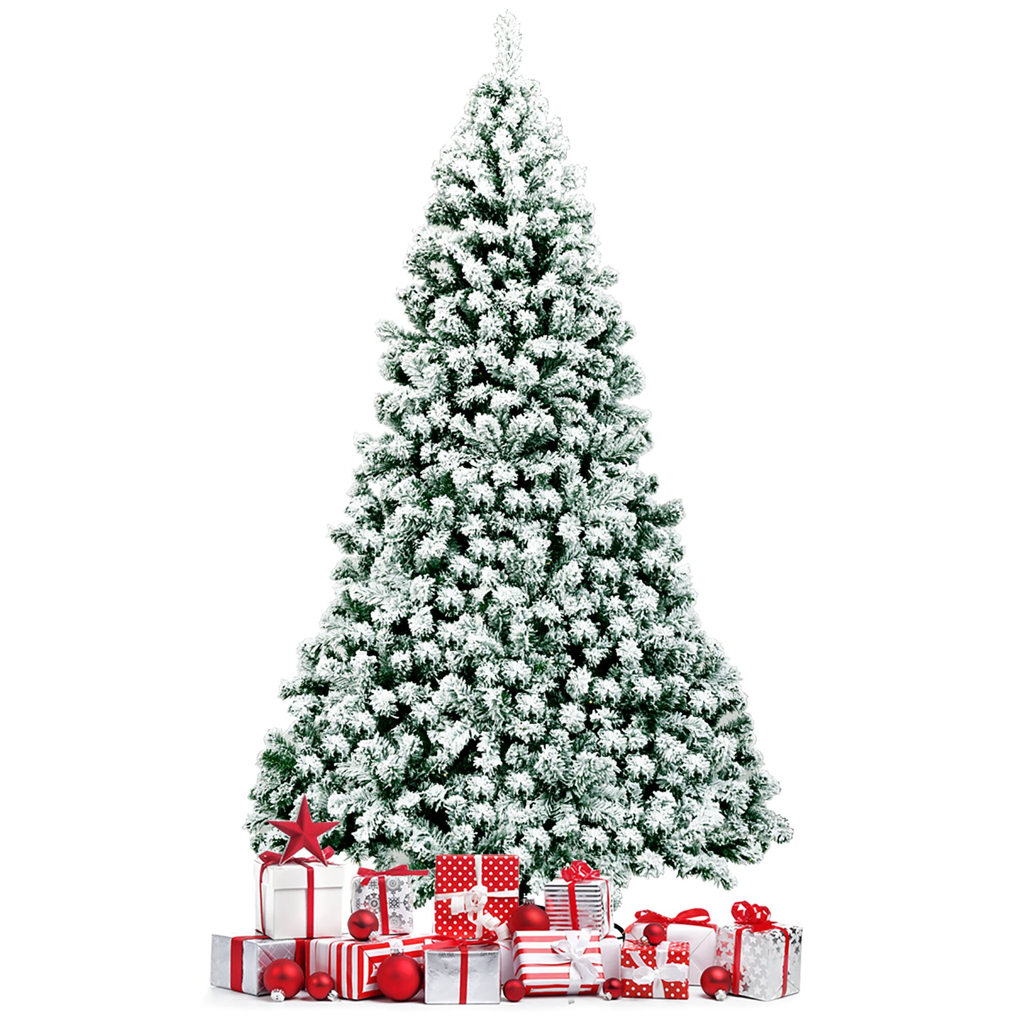 Alt View 19. Costway - 7.5Ft Pre-Lit Premium Snow Flocked Hinged Artificial Christmas Tree w/550 Lights - Green/White.
