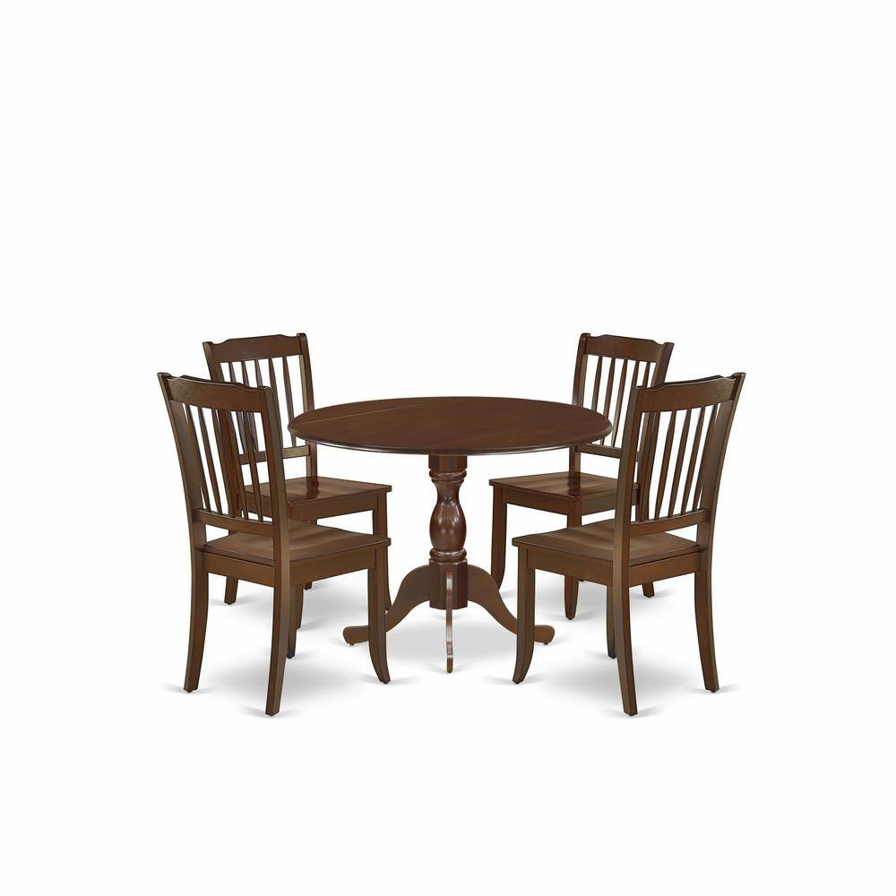 Left. East West Furniture - East West Furniture DMDA5-MAH-W 5 Piece Dining Room Set Consists of 1 Drop Leaves Dining Room Table and 4 Mahogany - Mahogany.