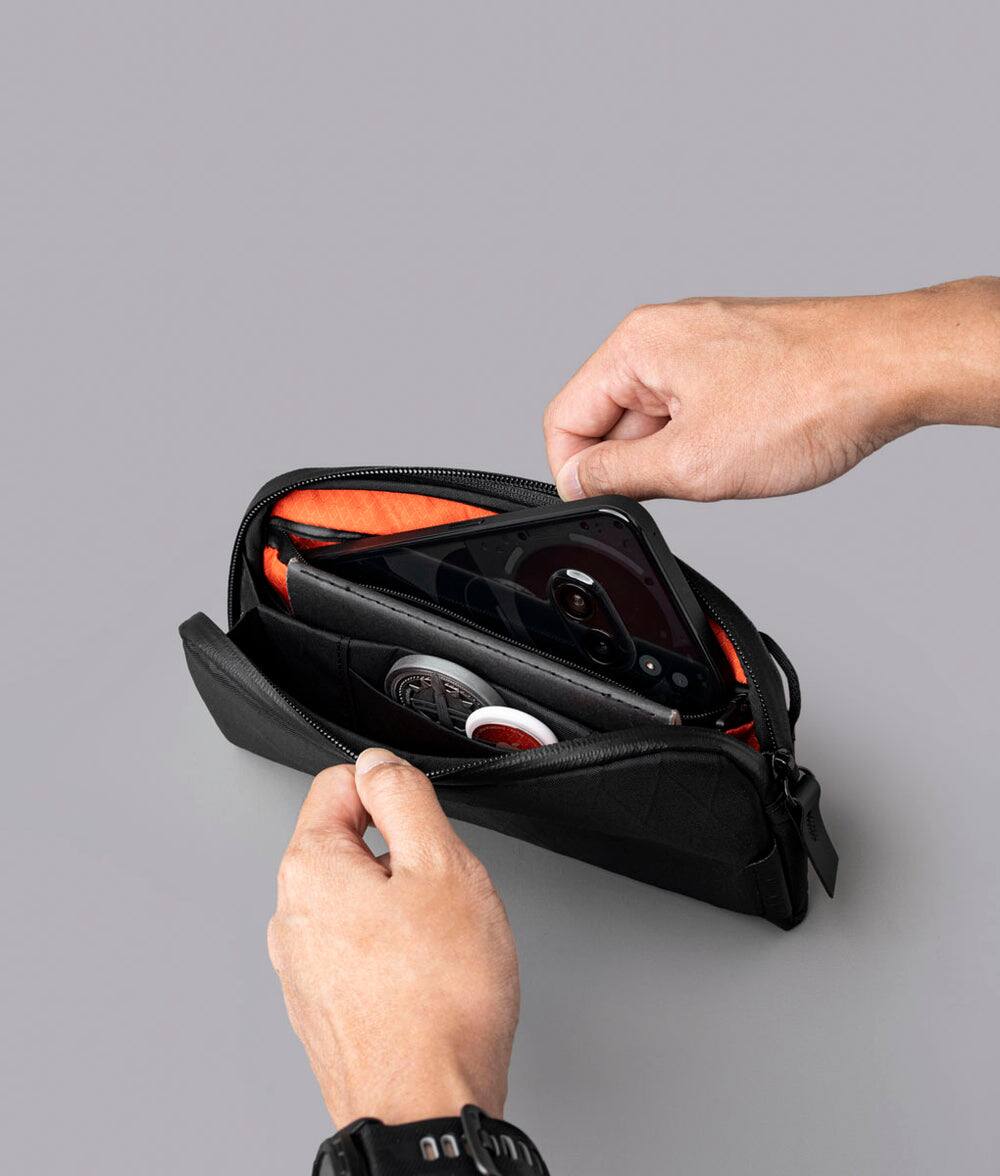 Alt View 6. ALPAKA - Flight Pouch Mens Travel Bag Crossbody Phone Case, 0.3L Travel Purse for Men,Water-Resistant Fabric - Black X-Pac VX42.