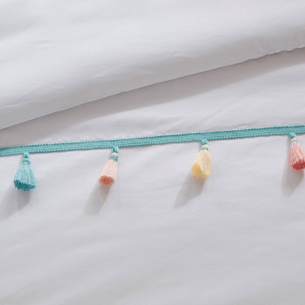 Alt View 5. Gracie Mills - Gracie Mills Xylon Solid Tassel Comforter Set with Heart-Shaped Throw Pillow - White.