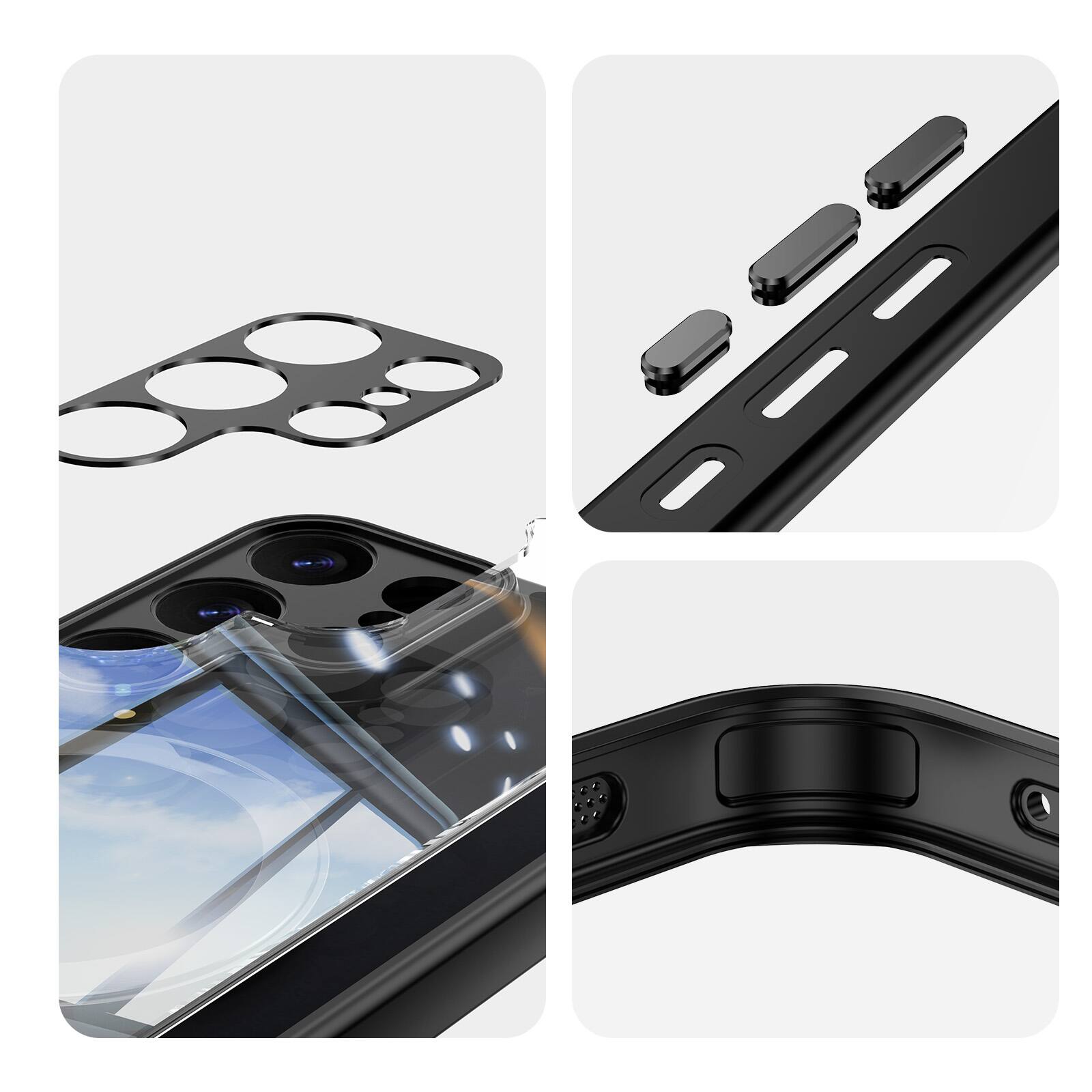 Alt View 2. Dteck - Magnetic Clear Case For Samsung Galaxy S26 Ultra, Shockproof Anti-Scratch 360° Ring Holder Stand PC+TPU Protection Cover - Black.