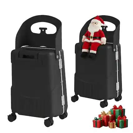 Front. Circus Cirle - 20" Ride-on Luggage with Seat For Kids & Adults - Black.