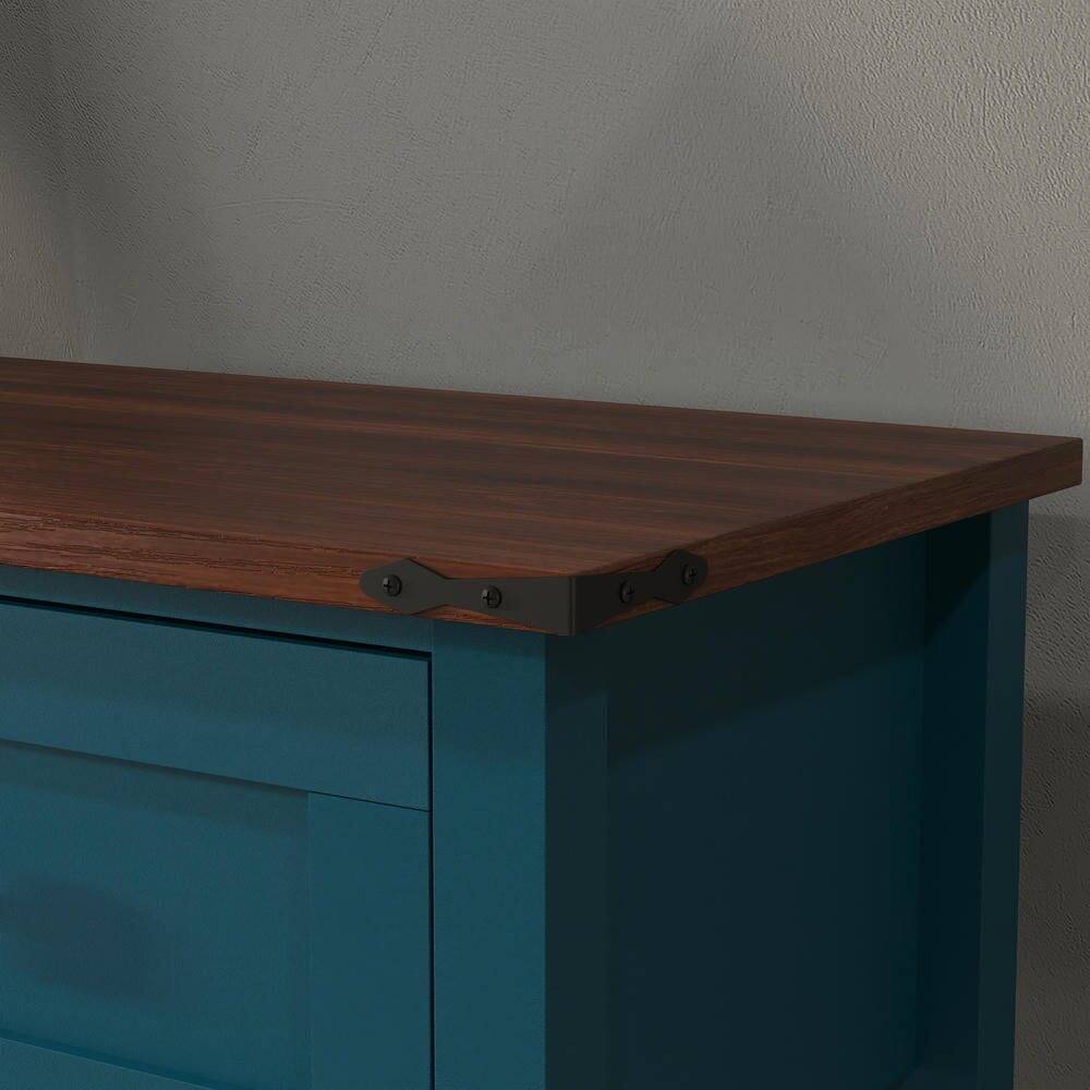 Alt View 8. Kadyn - Farmhouse Style Console Table - 2 Drawers & Bottom Storage Shelf, Rustic Side Table for Entryway, Living Room, Hallway - Blue.