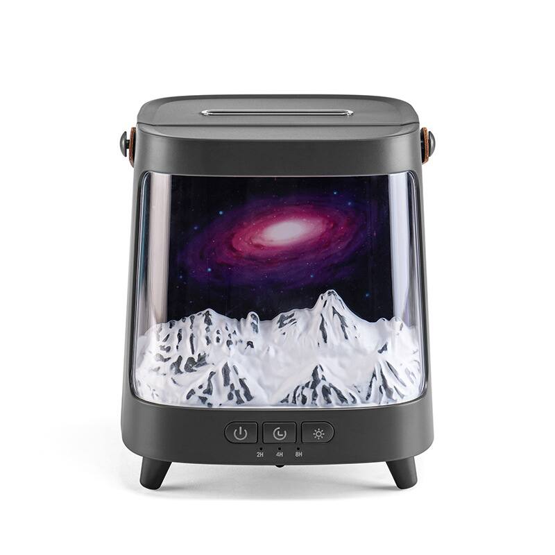 Front. Cluzine - Humidifier Simulation Planet 7-Color Flame Aroma Diffuser USB Home - Black.