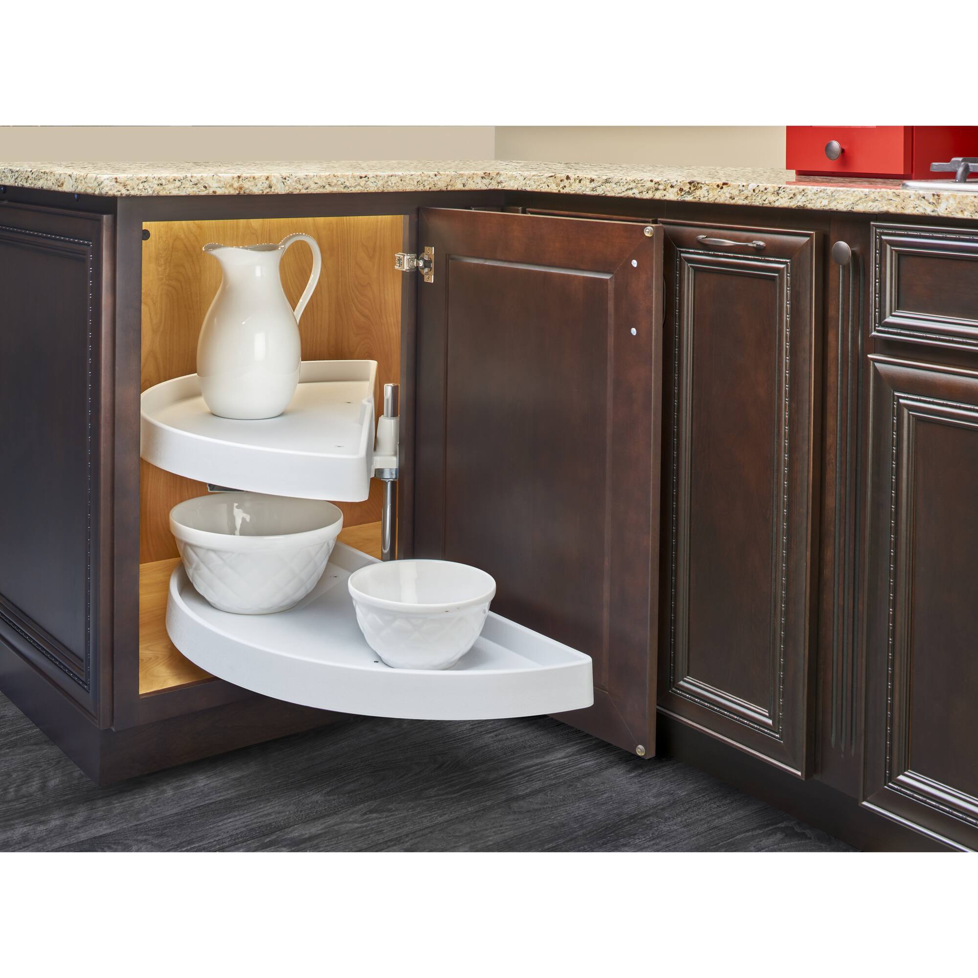 Alt View 7. Rev-A-Shelf - Rev-A-Shelf 31" Lazy Susan Half-Moon Polymer Two-Tier Blind Cabinet 6882-31-11-570 - White.
