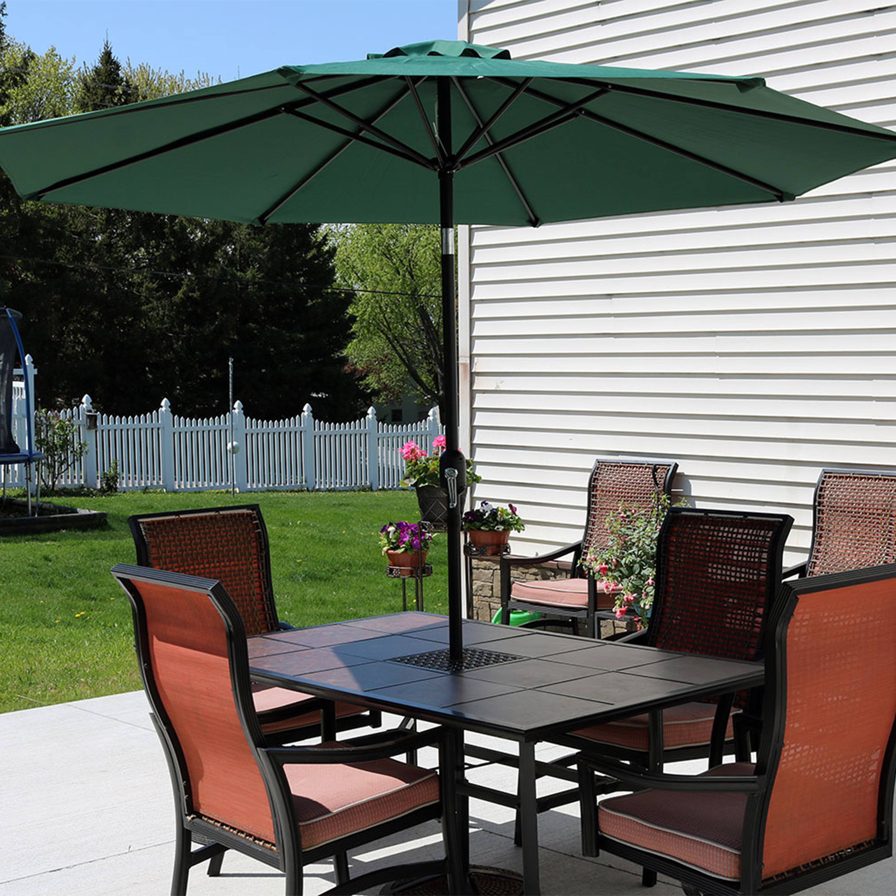 Alt View 2. Sunnydaze - 9 ft Aluminum Patio Umbrella with Tilt and Crank - Green.