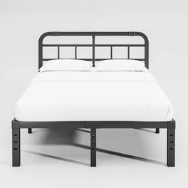Hivvago - Queen Size Heavy Metal Platform Bed Frame with Headboard - Black
