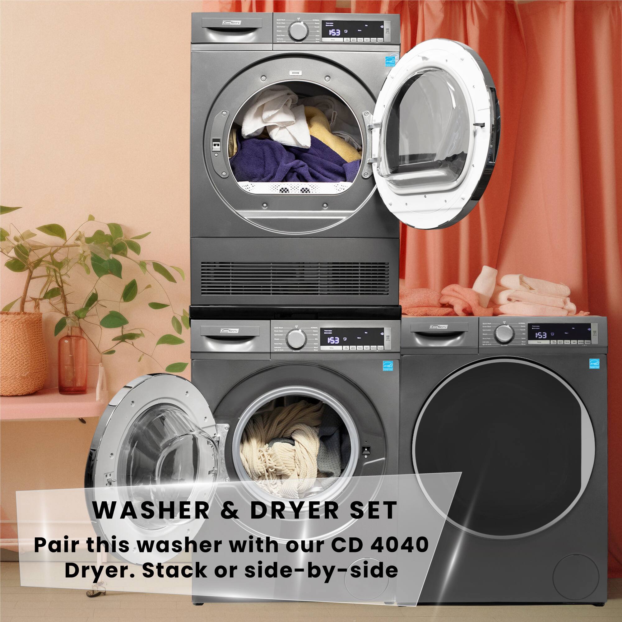 1S3 + Tar 1S3 - 1S3 WASHER & DRYER SET

Pair this washer with our CD 4040 Dryer. Stack or side-by-side
