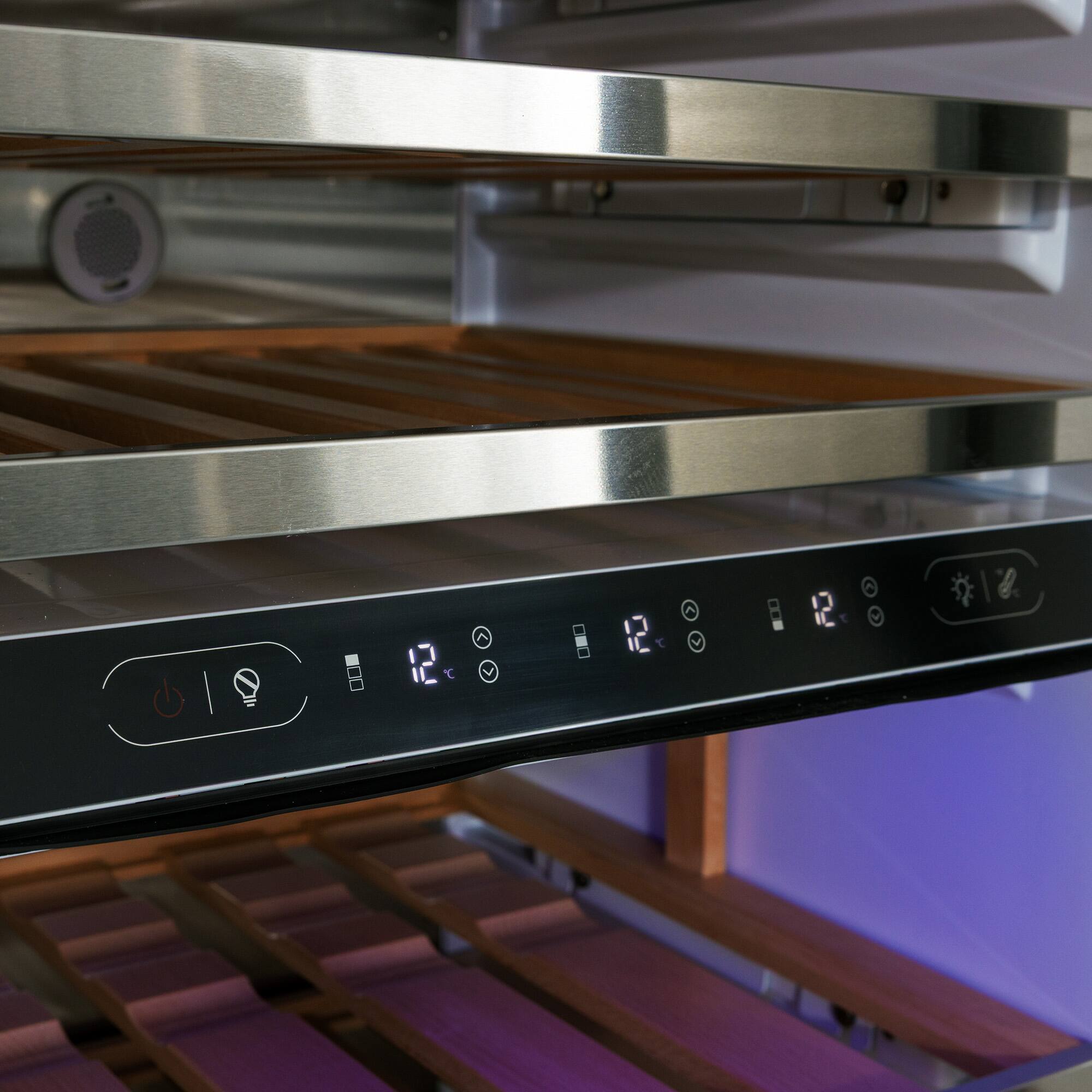 Angle. Kucht - 24-in Built-in Panel Ready Three Zones Wine Cooler - Panel Ready.