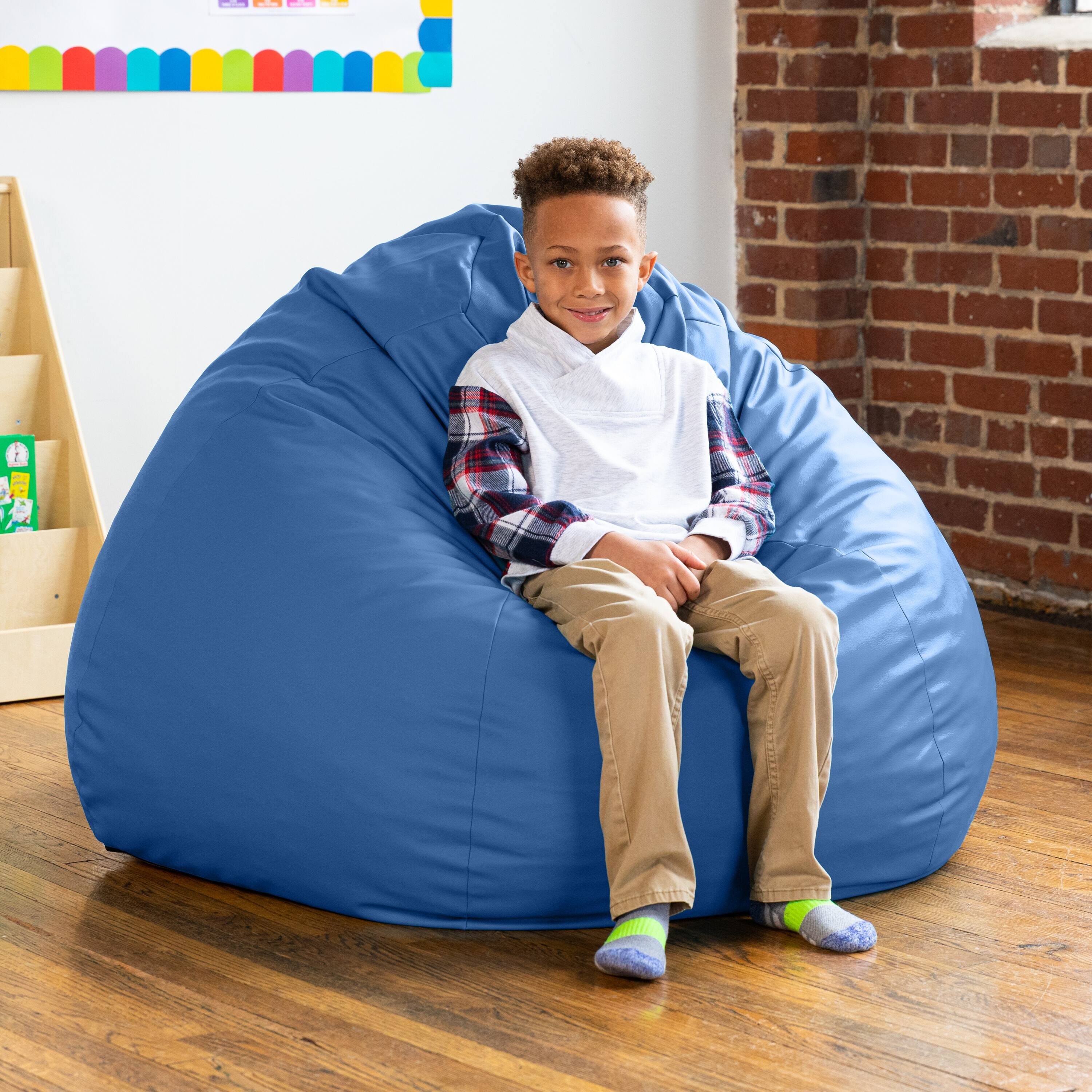 Alt View 1. Jaxx - Jaxx Gumdrop Commercial Grade Bean Bag for Educational Environments, Large Size - Premium Vinyl - Royal Blue - Royal Blue.