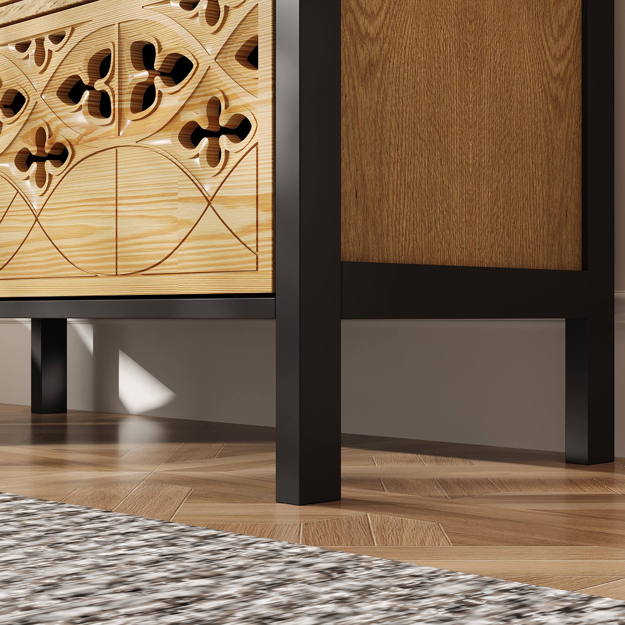 Alt View 6. Famapy - Famapy Press - Latch Display Cabinet with Anti - Tip - Artistic Storage for Home - Wooden & Black.